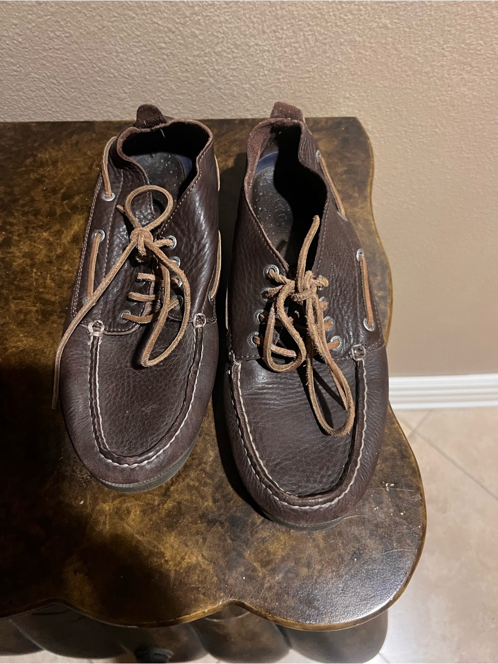 Sperry Dark Brown Leather Moc Toe Boat Shoes